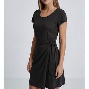 Toad&Co Womens XS Sunkissed Wrap Dress Charcoal Black Slub Knit Dress